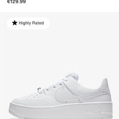 Nike Women's Air Force 1 Sage Low White Trainers Size 5.5 (EU 39)