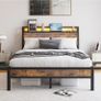 Double Size Bed Frame with Charging Station and LED Lights, Image 8