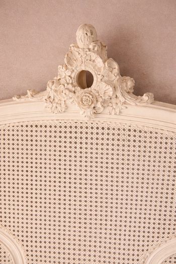 Vintage French Style Rattan / Cane Bed Frame - Cream Antique Finish - King Size