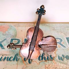 Vintage Andrea by Sadek Brass Violin Wall Hooks (Pair)