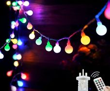 120LED Fairy Lights Plug in, 12M/39ft Globe String Lights, 8 Mode Christmas Lights Outdoor with Remote Control/Timer for Bedroom, Party, Decorations(Multi-Coloured)