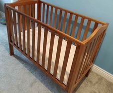 Brown Wooden Baby Cot + Mattress | Great Condition