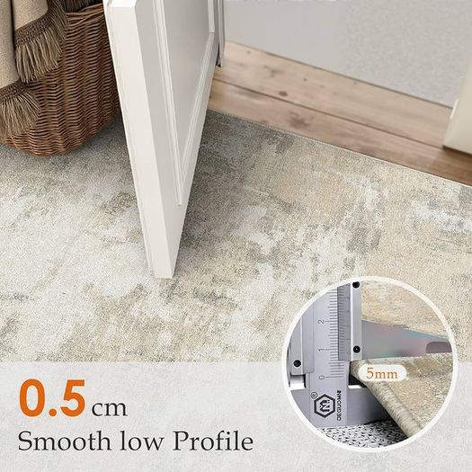 Modern Abstract Area Rug 120x170cm Beige Washable Living Room Rug Non-slip Soft Accent Carpet Area Rugs Art Floor Carpet for Living Room Bedroom Home Office Dining Room Kitchen Decor