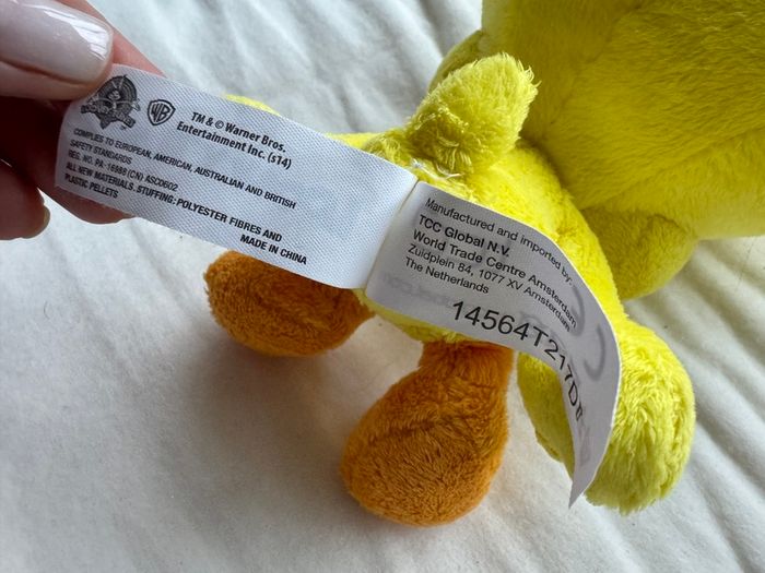 Warner Brothers Looney Tunes Tweety Pie Plush Soft Toy 2014 Loose Head  approx. 22 cm. Used Please see photos