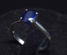 Vintage 10ct Gold Blue Stone Ring Size 51.5