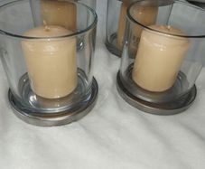 Glass Votive Candles holders with Rathbourne Candles x 4