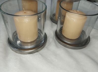 Glass Votive Candles holders with Rathbourne Candles x 4