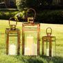 Set Of 3 Stainless Steel Candle Lantern 48cm&38cm&30cm High Metal Candle Holder With Clear Glass Panels Perfect For Home Decor Living Room Parties Events Tabletop Indoors Outdoors (Rose Gold) Image 4