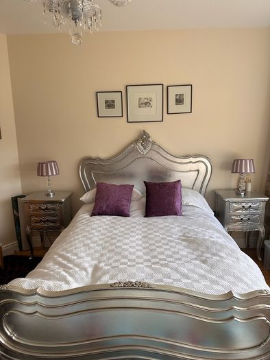 Silver Antique Style solid wood Bed