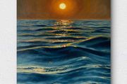 ORIGINAL OIL PAINTING Seascape on canvas, Ocean Sea Sunset Artwork, Seascape Wall Art