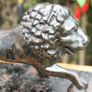 Antique Cast Iron Lion Figurine on Wooden Base Image 9