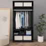 Wardrobe High Gloss Black 100x50x200 cm Chipboard Image 3