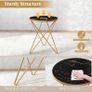 Marble Round Side Table for Living Room, Black Gold Coffee Table Glass Coffee Table, Marble Effect Tabletop, Gold Metal Frame Image 3