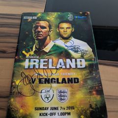 Wayne Rooney John O Shea signed Ireland v England 2015 programme