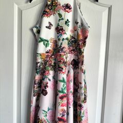 Beautiful white and floral halter neck lipsy dress 11 to 12