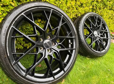 2x R19 Alloy Wheels 5x114.3 Gloss Black Sport Style