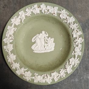 1970s Wedgewood Green  Jasperware small plate or pin dish