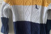Striped knit jumper navy mark grey and mustard 12-18 months