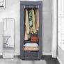 Portable Wardrobe Single Canvas Wardrobe Clothes Storage Organizer with 2 Drawers and Hanging Rail Foldable Closet for Clothes, Bags, Toys, Shoes, Living Room, Bedroom 160 x 59 x 43CM (Grey) Image 3