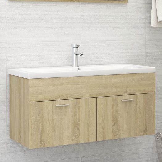 Sink Cabinet with Built-in Basin Sonoma Oak Chipboard