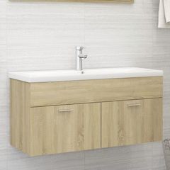 Sink Cabinet with Built-in Basin Sonoma Oak Chipboard