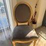 Louis-Style Oval Back Dining Chair, Grey Upholstery, Raw Wood Image 2
