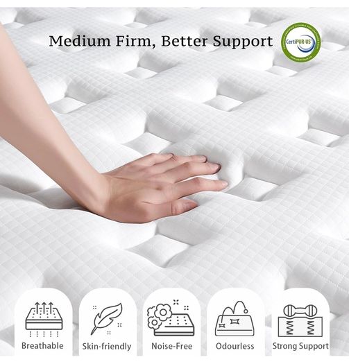5FT King Size Mattress 9.1 Inch, Hybrid Gel Memory Foam, Individually Pocket Sprungs Medium Firm 7 Zone Orthopedic Mattress Kingsize for Back Pain Relief