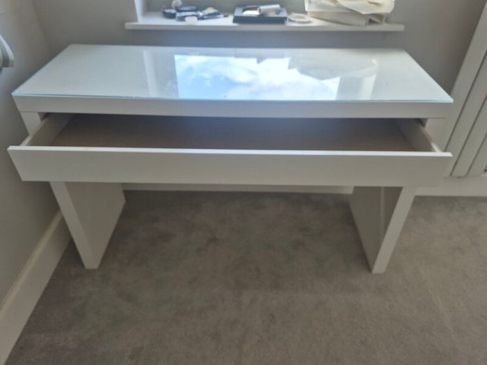 Ikea malm dressing table with glass top