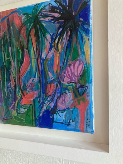 FREE Frame Original Art Original Painting Tropical Art Botanical Art Blue Painting