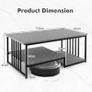 Marble Coffee Table with 2 Open Shelves, Sofa Table with Metal Frame, Rectangular Coffee Table for Living Room, Office, 110 x 60 x 45 cm, Max. 90 kg, Grey Image 3