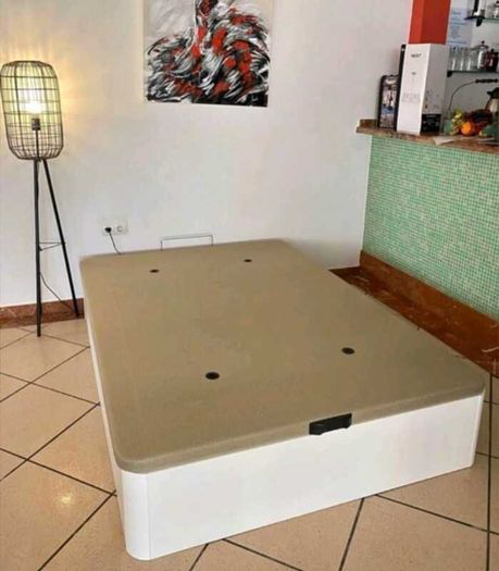 White Ottoman Storage Bed - King