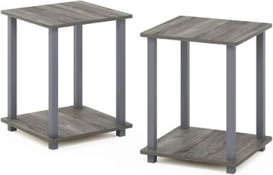 NEW SALE | Simplistic 2-Pack End Table, Side Table, French Oak Grey/Grey, 39.6 x 39.6 cm