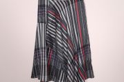 Marks &amp; Spencer Navy Red White Asymmetric Hem Plaid Stripe Midi Skirt 14UK/42EU