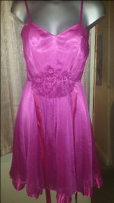 Charas designer chiffon midi pink dress size UK12 EUR40
