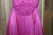 Charas designer chiffon midi pink dress size UK12 EUR40