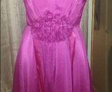 Charas designer chiffon midi pink dress size UK12 EUR40