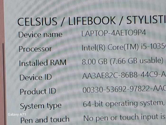 Fujitsu Lifebook Stylistic Series, Model A1530,  Intel Core i5-1035G1 CPU, 1.19GHz, 8GB Ram, 300GB SSD, Windows 10, Microsoft Edge, Chrome and VLC