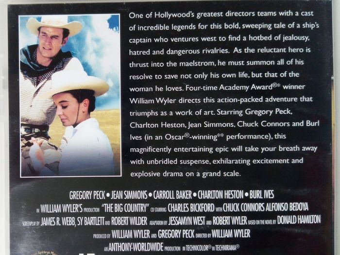 The Big Country [1958] Gregory Peck, Jean Simmons, Charlton Heston, Burl Ives [1xDVD Movie]