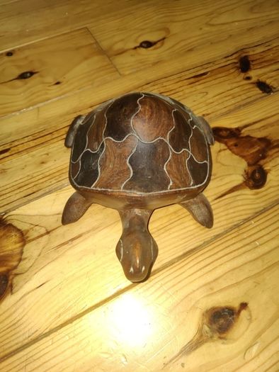 hand crafted wooden turtle