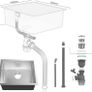 Stainless Steel Kitchen Sink, 50 x 43cm, Undermount Kitchen Sink Drop in, Topmount Single Bowl Outdoor Campervan Sink with Drainer Fittings, Silver Image 4