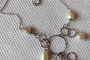 Sterling silver natural pearls necklace