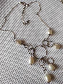 Sterling silver natural pearls necklace