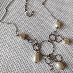 Sterling silver natural pearls necklace