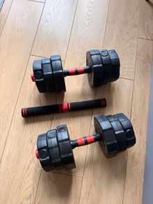 Adjustable Dumbbell Set 20/25KG with Connecting Rod for Barbell