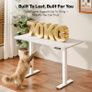 Electric Standing Desk ONE PIECE 110 x 54 Height Adjustable With Memory Smart Panel Sit Stand Table Hooks and Cupholder for Home Office (White Frame+White Desktop) Image 9