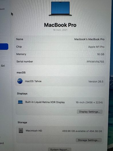 MacBook Pro 16" 2021 M1 Pro | 16GB | 512GB