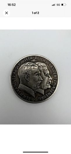 Ww2 Mark German Coin  Hitler Luftwaffe Swastika Nazi Warplane  Reichsmark