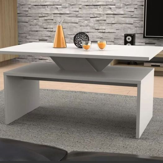 Rectangular White Oak Coffee Table With Shelf