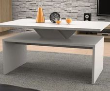 Rectangular White Oak Coffee Table With Shelf