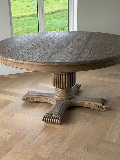 Large Round Dining Table Ornately Carved Pedestal French Country House Style
